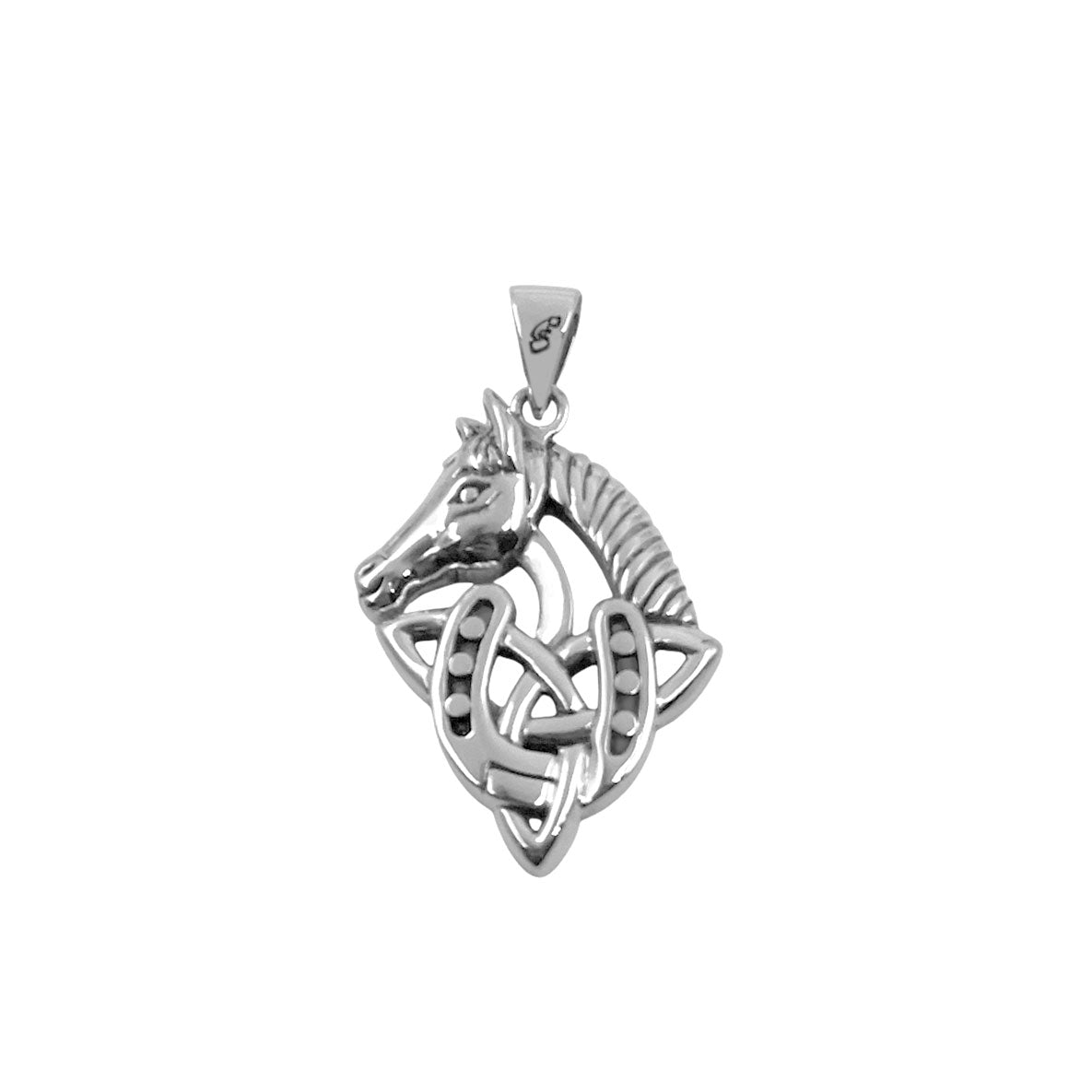 Celtic Trinity With Horse and Horseshoe Sterling Silver Pendant TPD6492