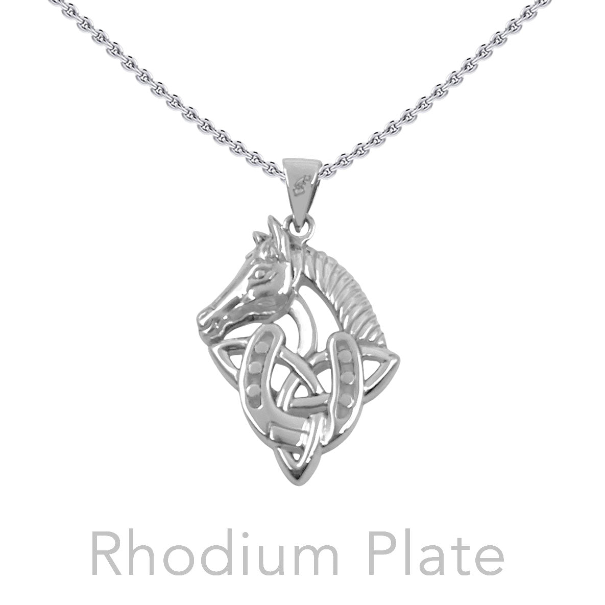 Celtic Trinity With Horse and Horseshoe Sterling Silver Pendant TPD6492