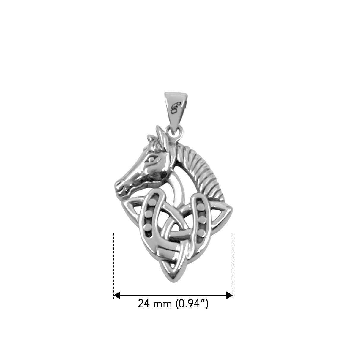 Celtic Trinity With Horse and Horseshoe Sterling Silver Pendant TPD6492