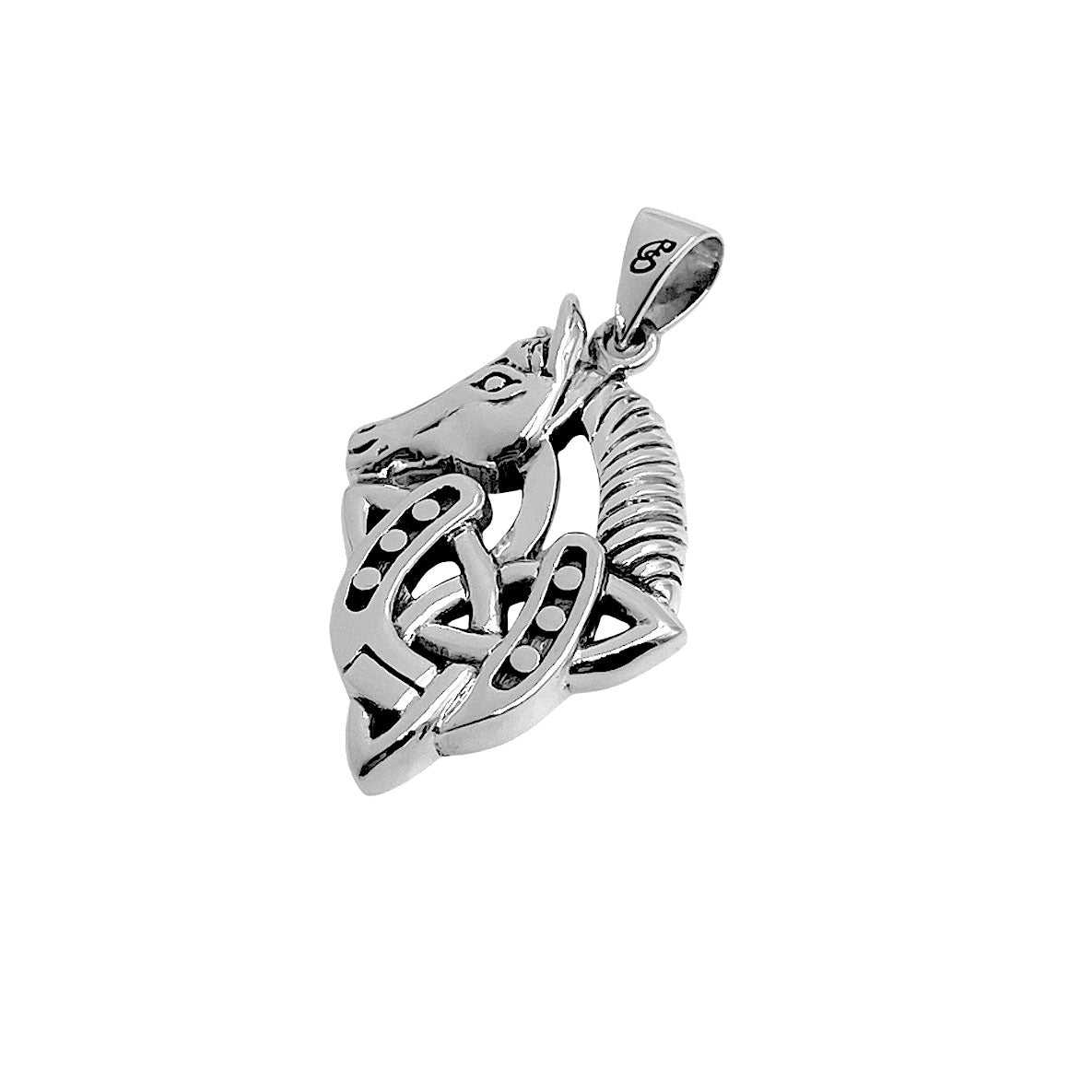 Celtic Trinity With Horse and Horseshoe Sterling Silver Pendant TPD6492