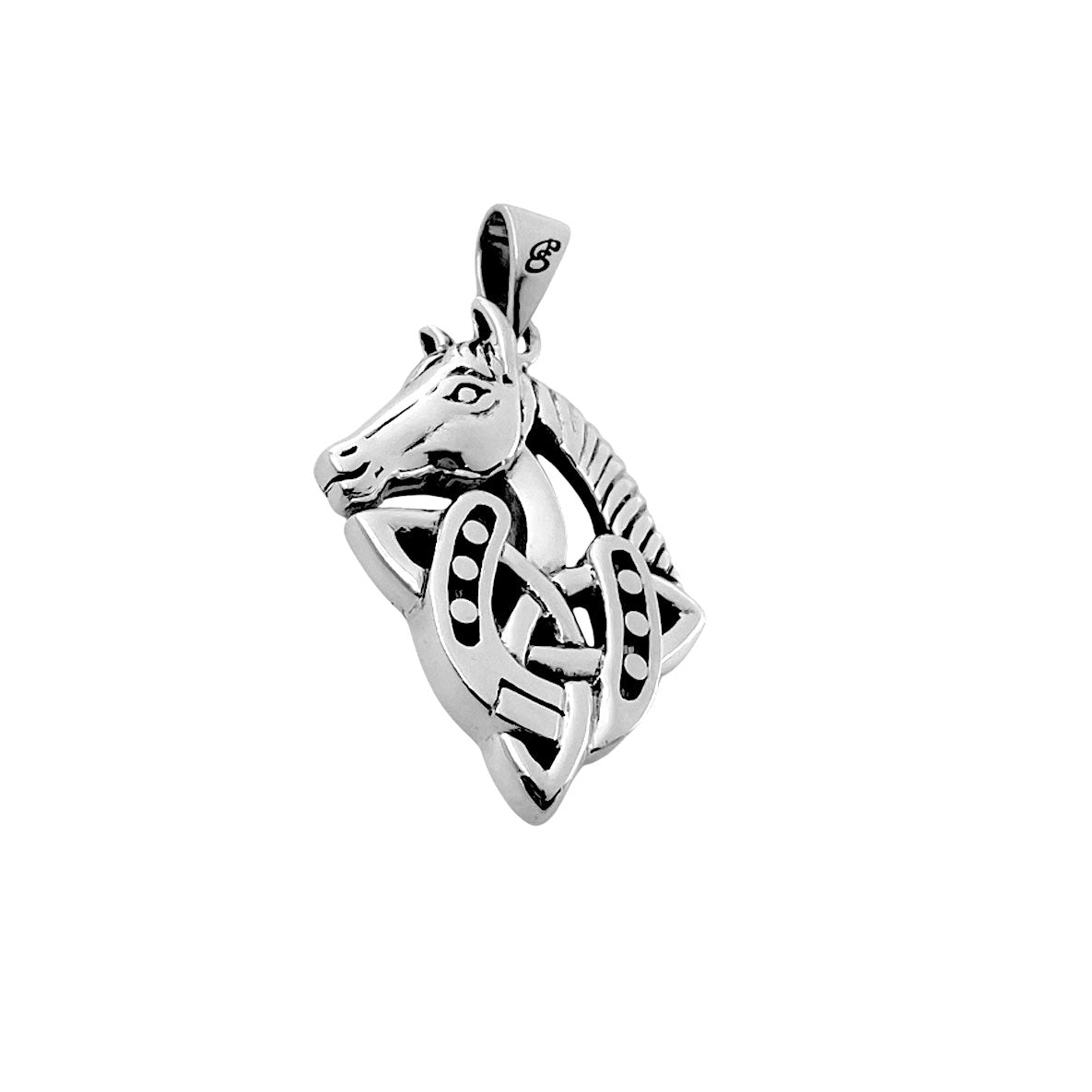 Celtic Trinity With Horse and Horseshoe Sterling Silver Pendant TPD6492