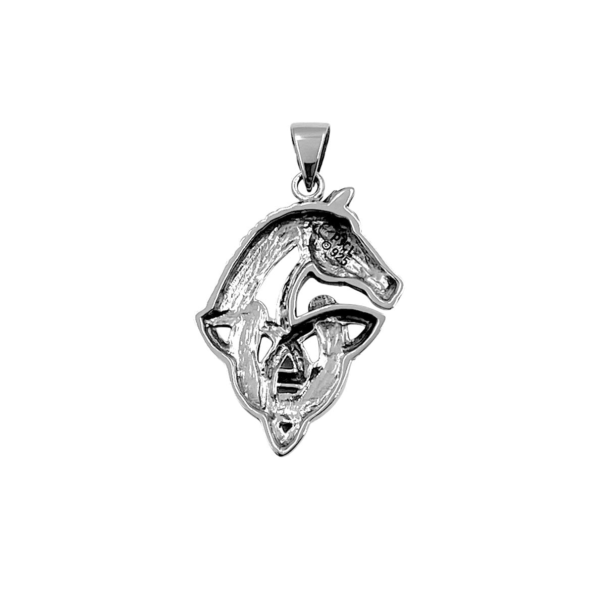 Celtic Trinity With Horse and Horseshoe Sterling Silver Pendant TPD6492