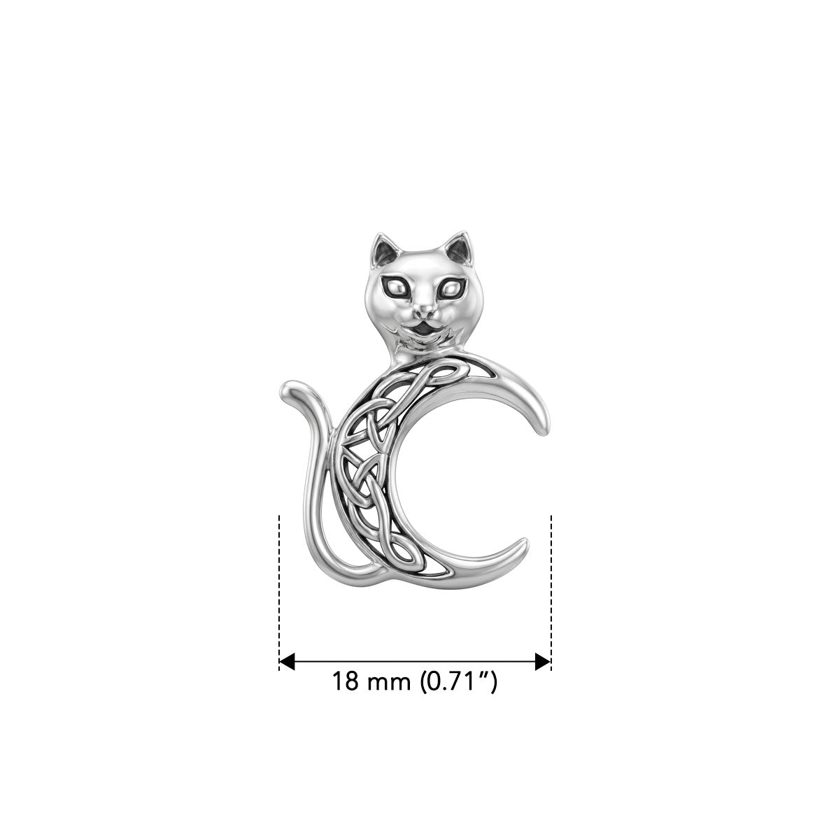 Cat with Celtic Crescent Moon Sterling Silver Pendant TPD6495