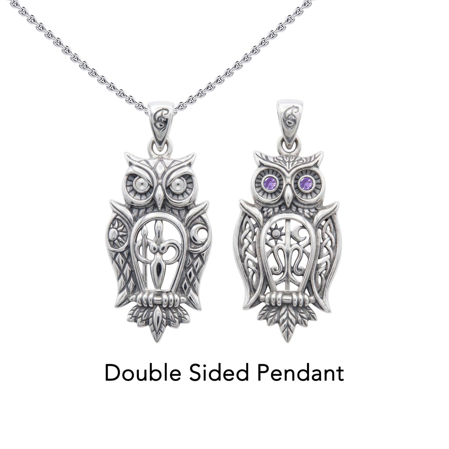 Owl of Athena Tree of Life with Gemstone Sterling Silver Pendant TPD6496
