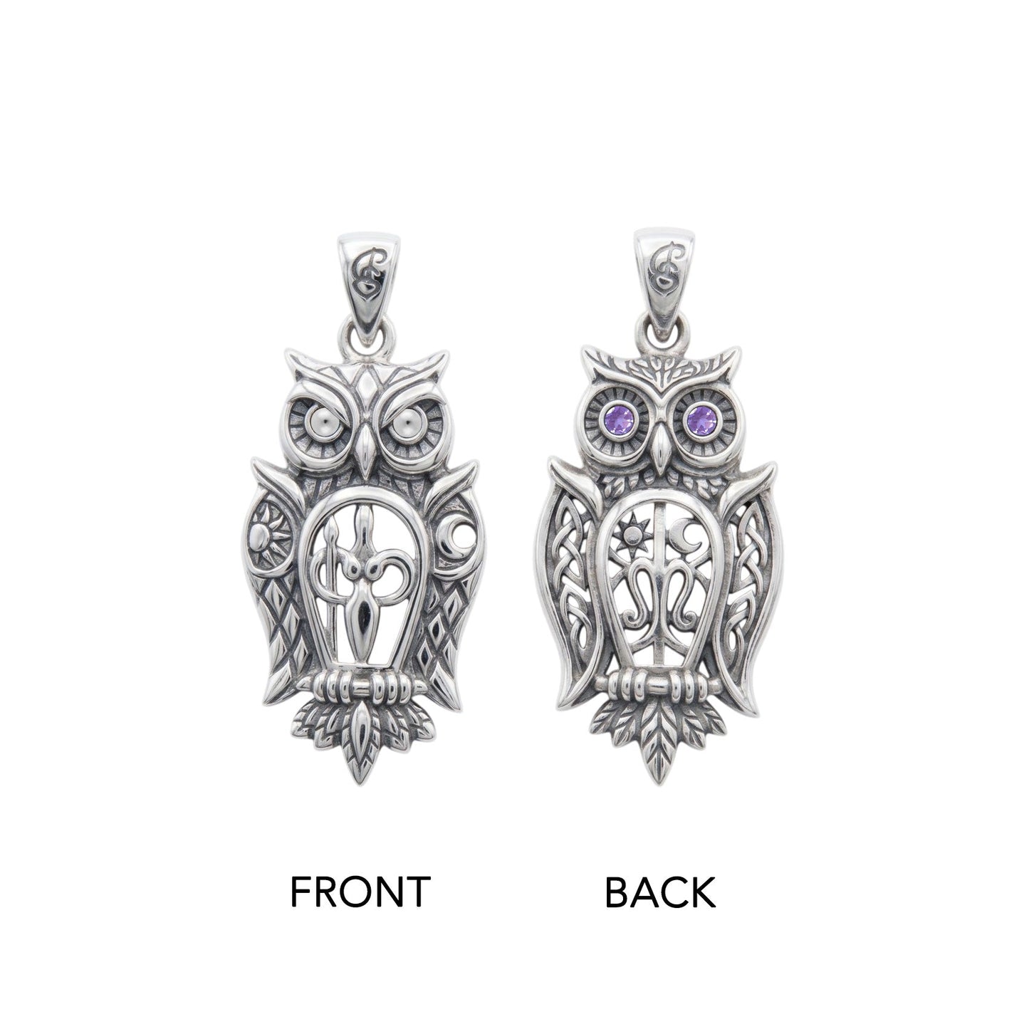 Owl of Athena Tree of Life with Gemstone Sterling Silver Pendant TPD6496