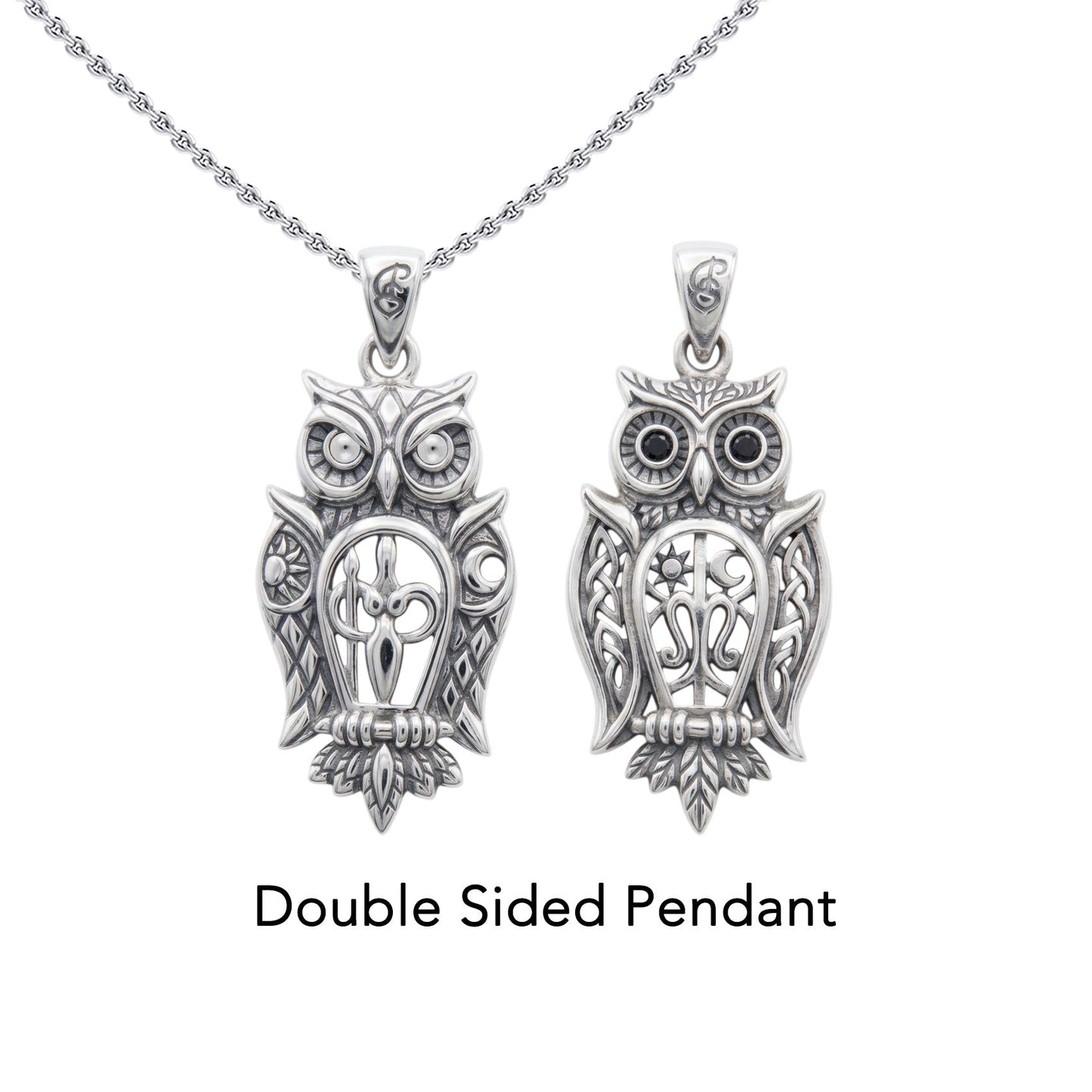 Owl of Athena Tree of Life with Gemstone Sterling Silver Pendant TPD6496