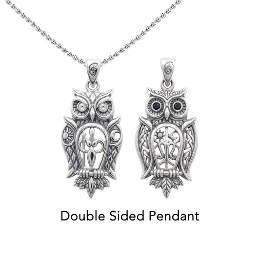 Owl of Athena Tree of Life with Gemstone Sterling Silver Pendant TPD6496