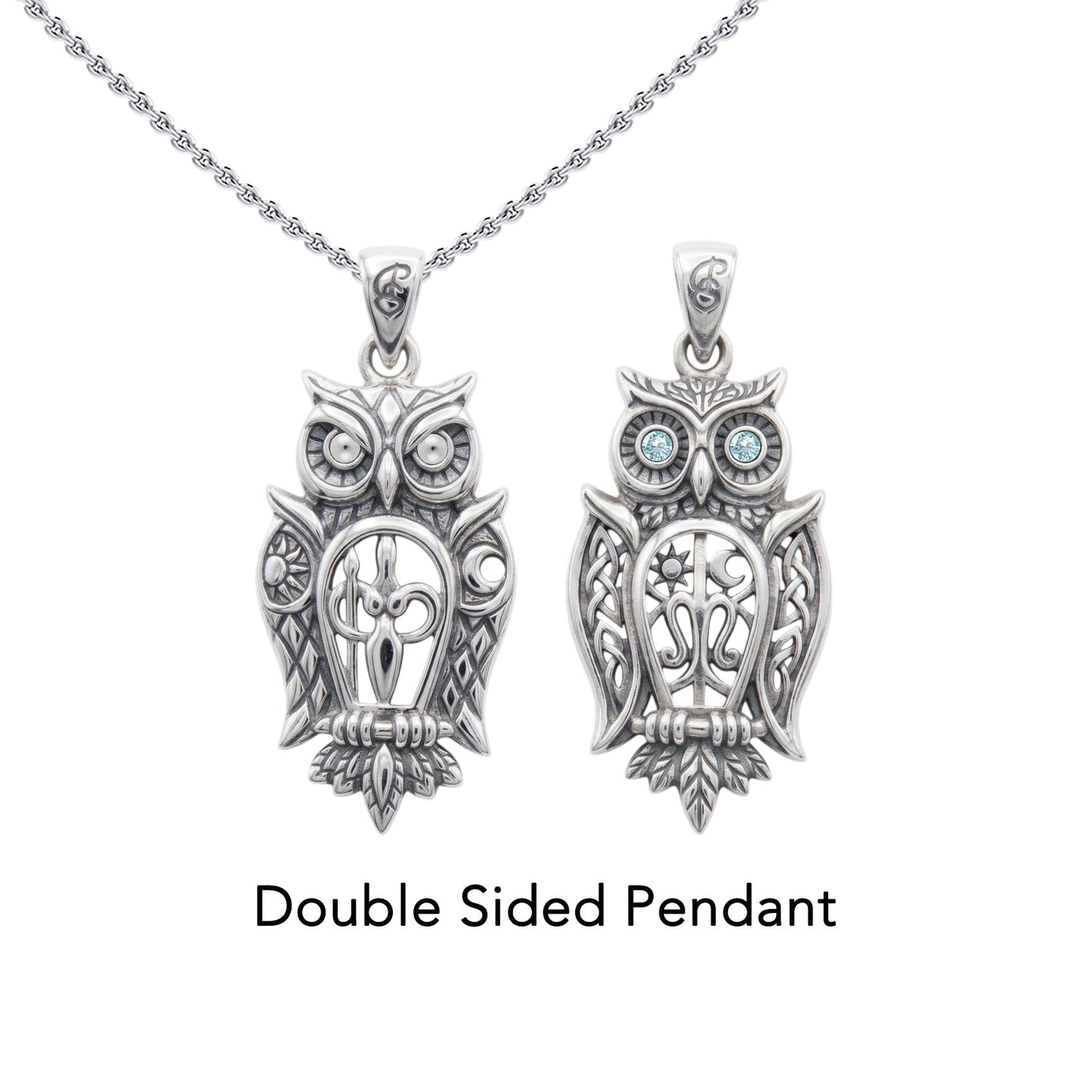 Owl of Athena Tree of Life with Gemstone Sterling Silver Pendant TPD6496