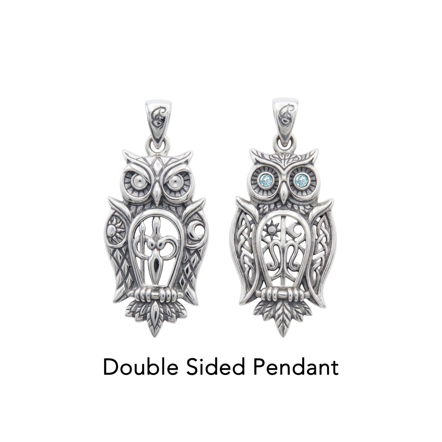 Owl of Athena Tree of Life with Gemstone Sterling Silver Pendant TPD6496