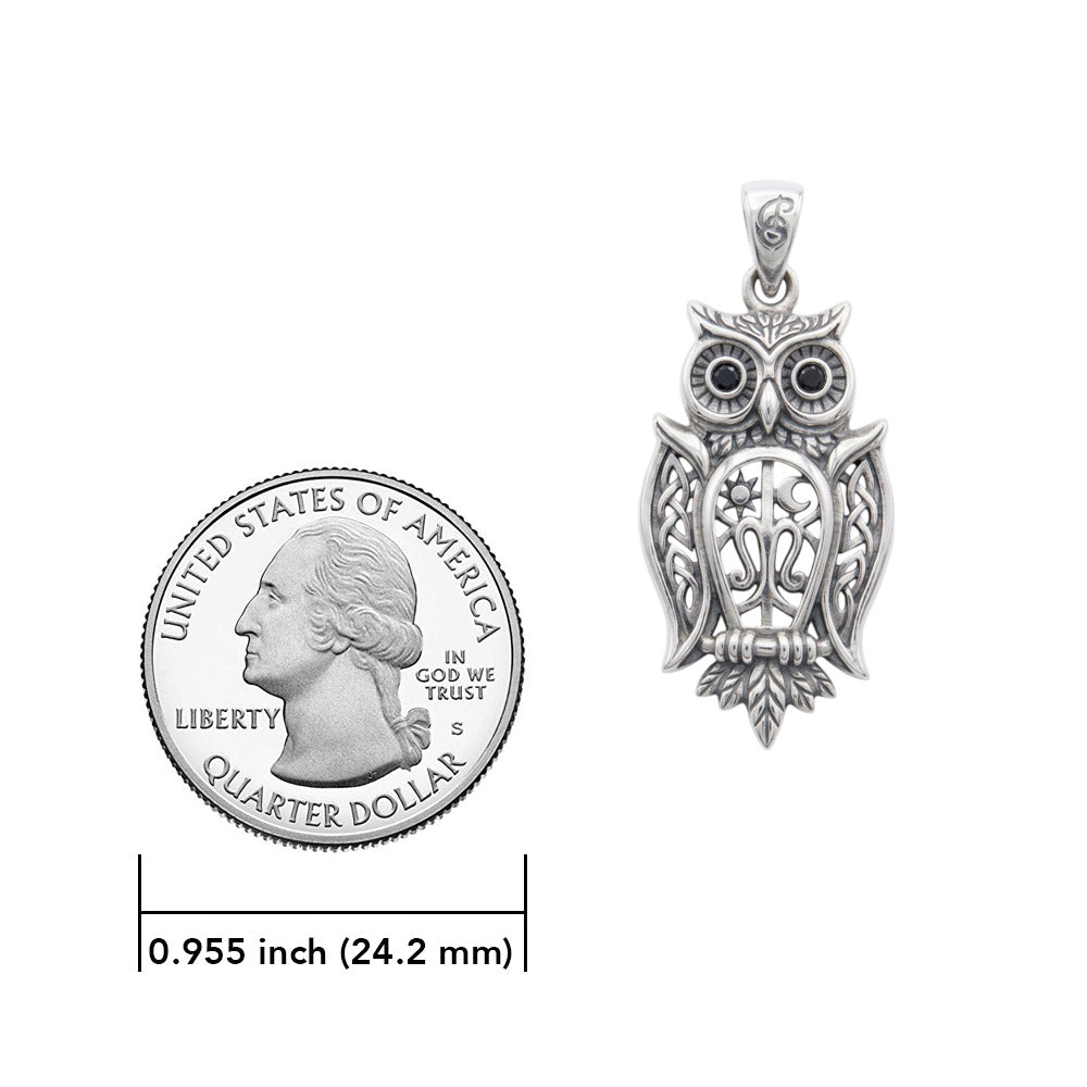 Owl of Athena Tree of Life with Gemstone Sterling Silver Pendant TPD6496