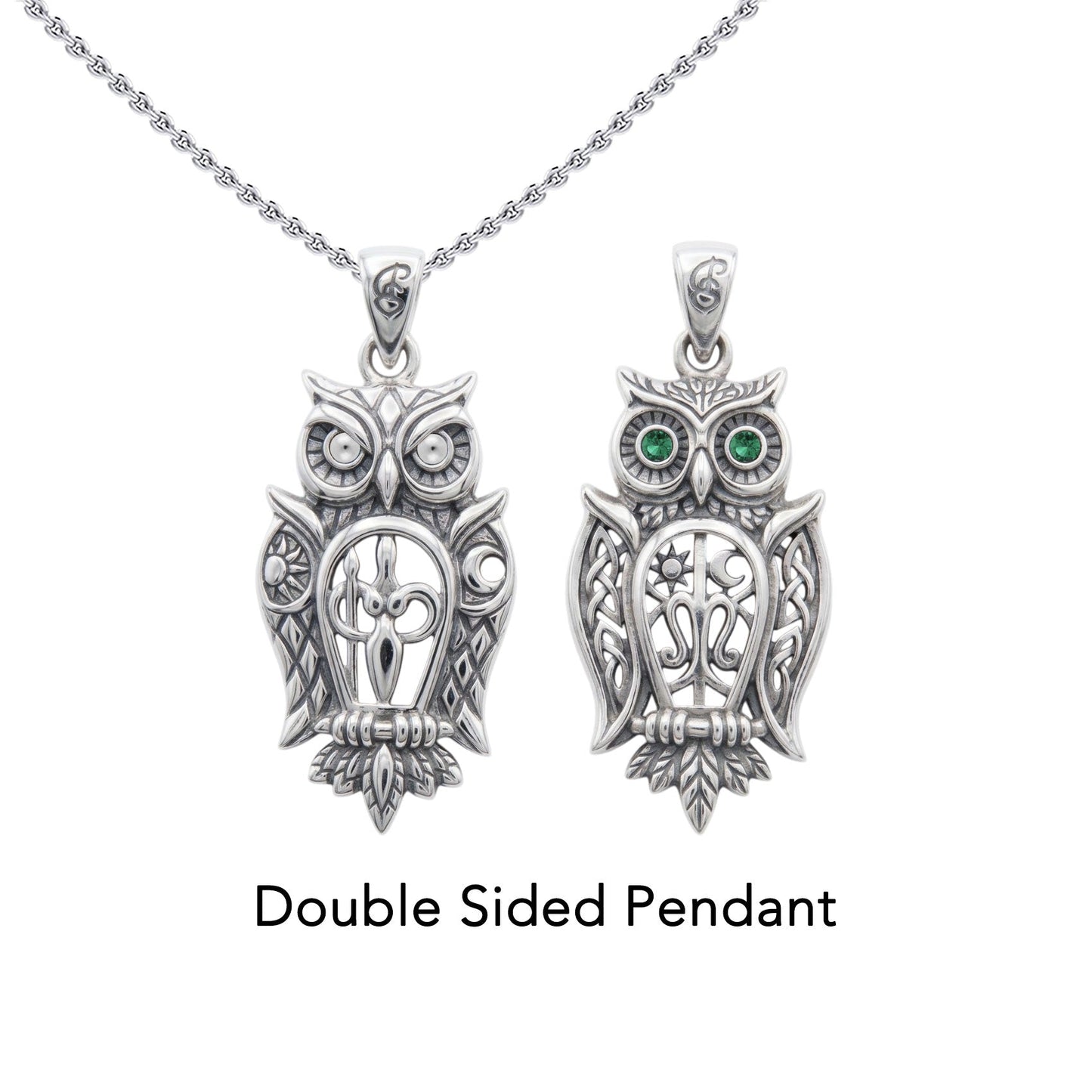 Owl of Athena Tree of Life with Gemstone Sterling Silver Pendant TPD6496