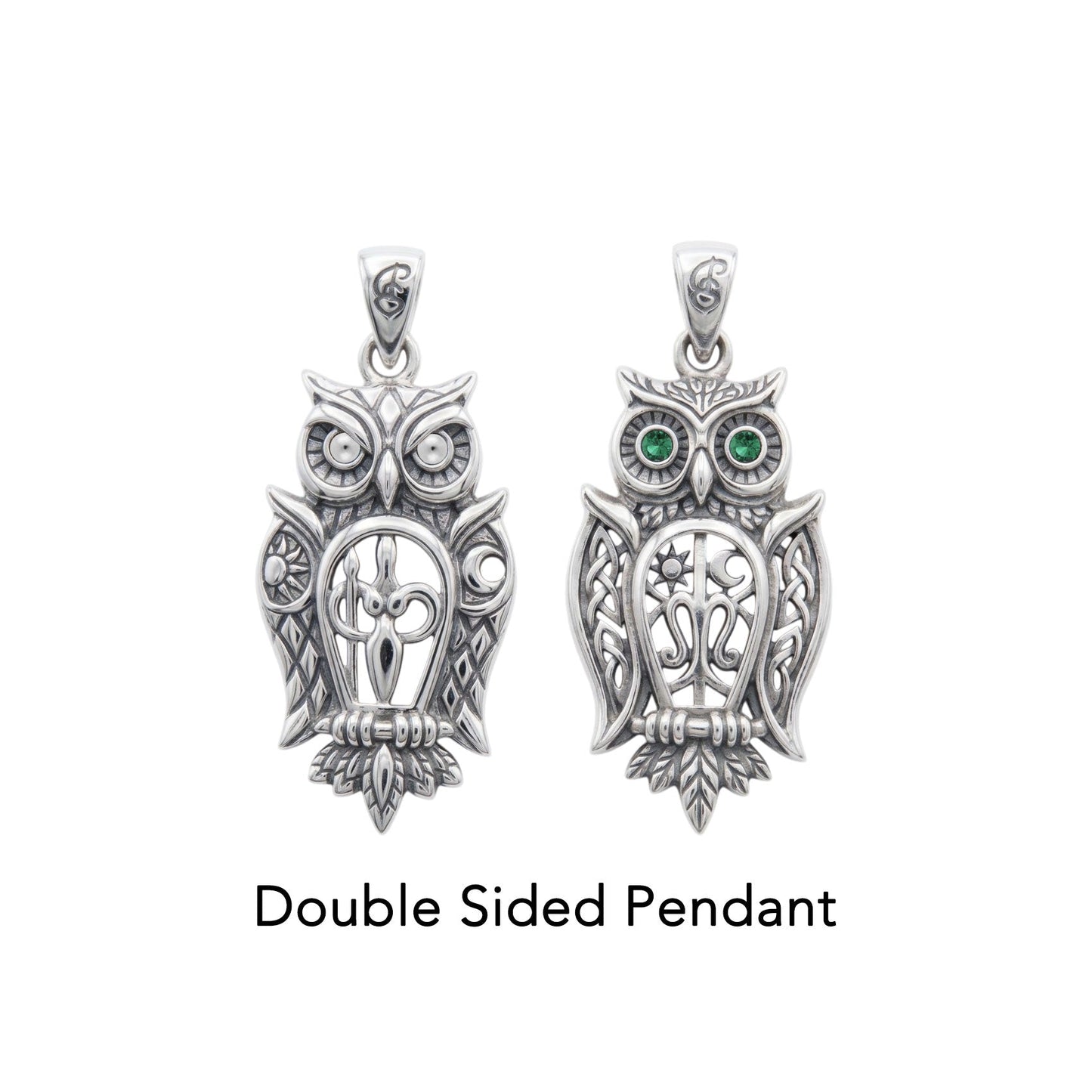 Owl of Athena Tree of Life with Gemstone Sterling Silver Pendant TPD6496