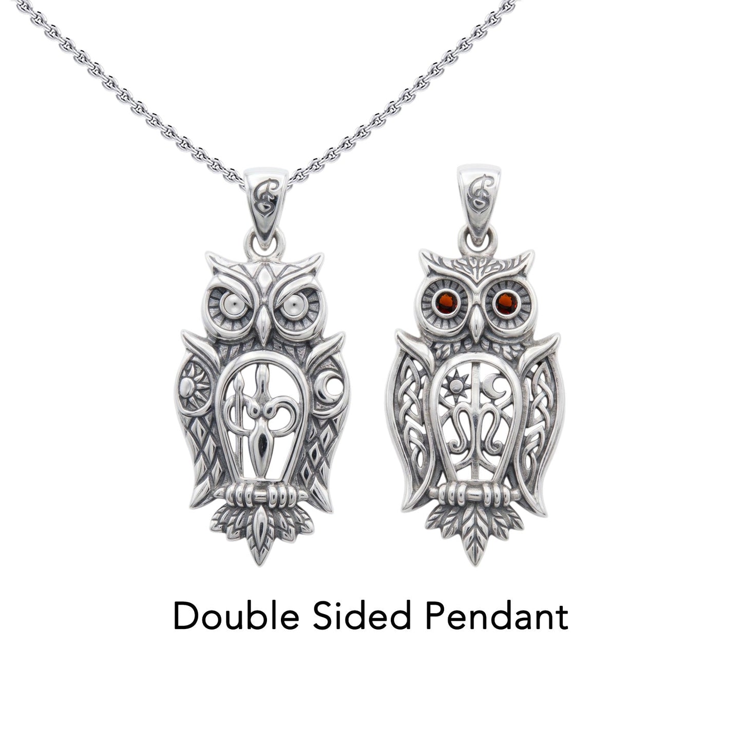Owl of Athena Tree of Life with Gemstone Sterling Silver Pendant TPD6496