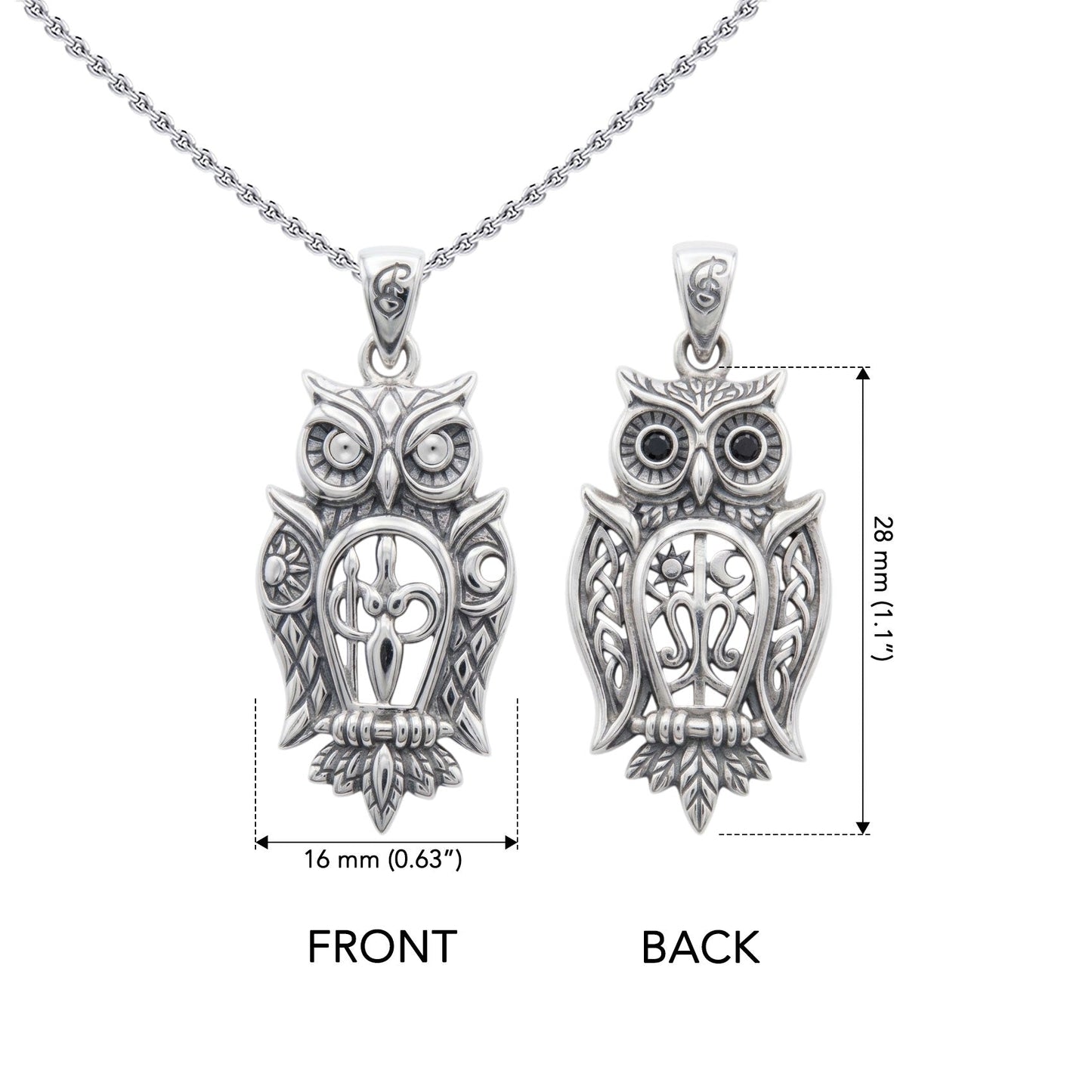 Owl of Athena Tree of Life with Gemstone Sterling Silver Pendant TPD6496