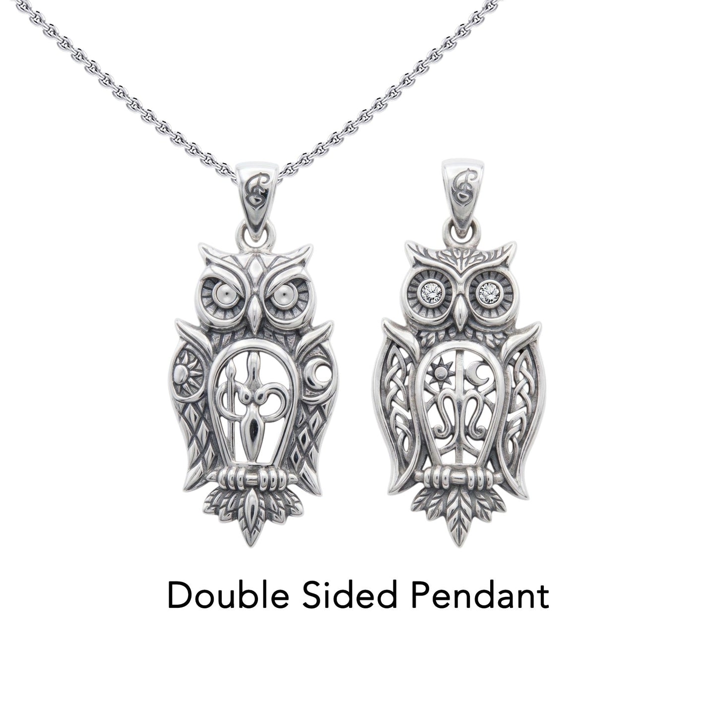 Owl of Athena Tree of Life with Gemstone Sterling Silver Pendant TPD6496