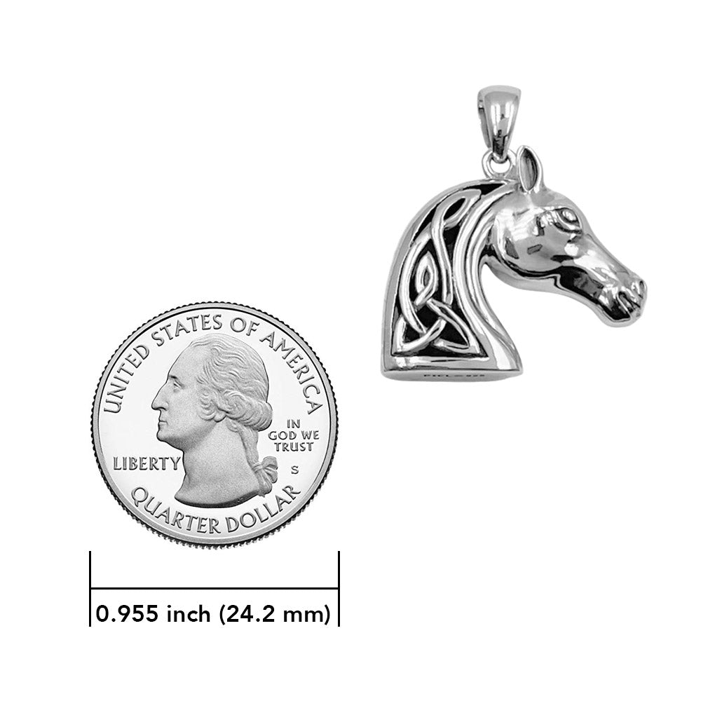 Celtic Three-Dimensional Horse Head Sterling Silver Pendant TPD6508