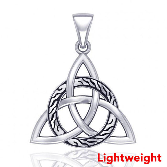 Lightweight Celtic Trinity Triquetra with Braid Sterling Silver Pendant TPD6510