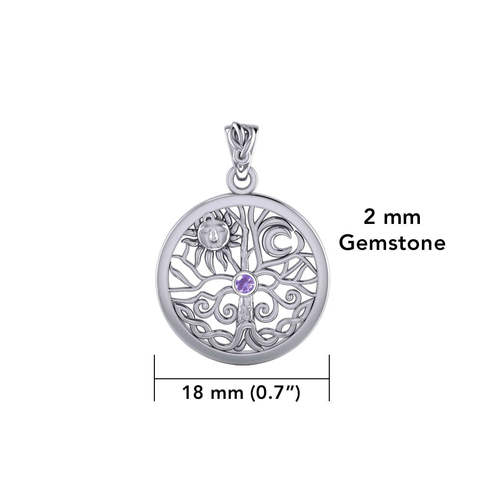 Tree of Life ~ Sterling Silver Pendant with Birthstone TPD6572