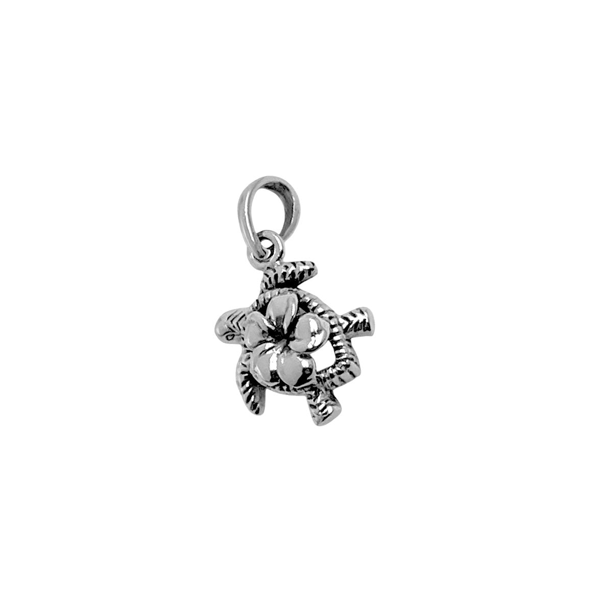 Sea Turtle And Flower Sterling Silver Pendant TPD6616