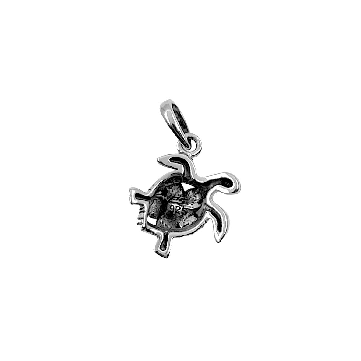 Sea Turtle And Flower Sterling Silver Pendant TPD6616