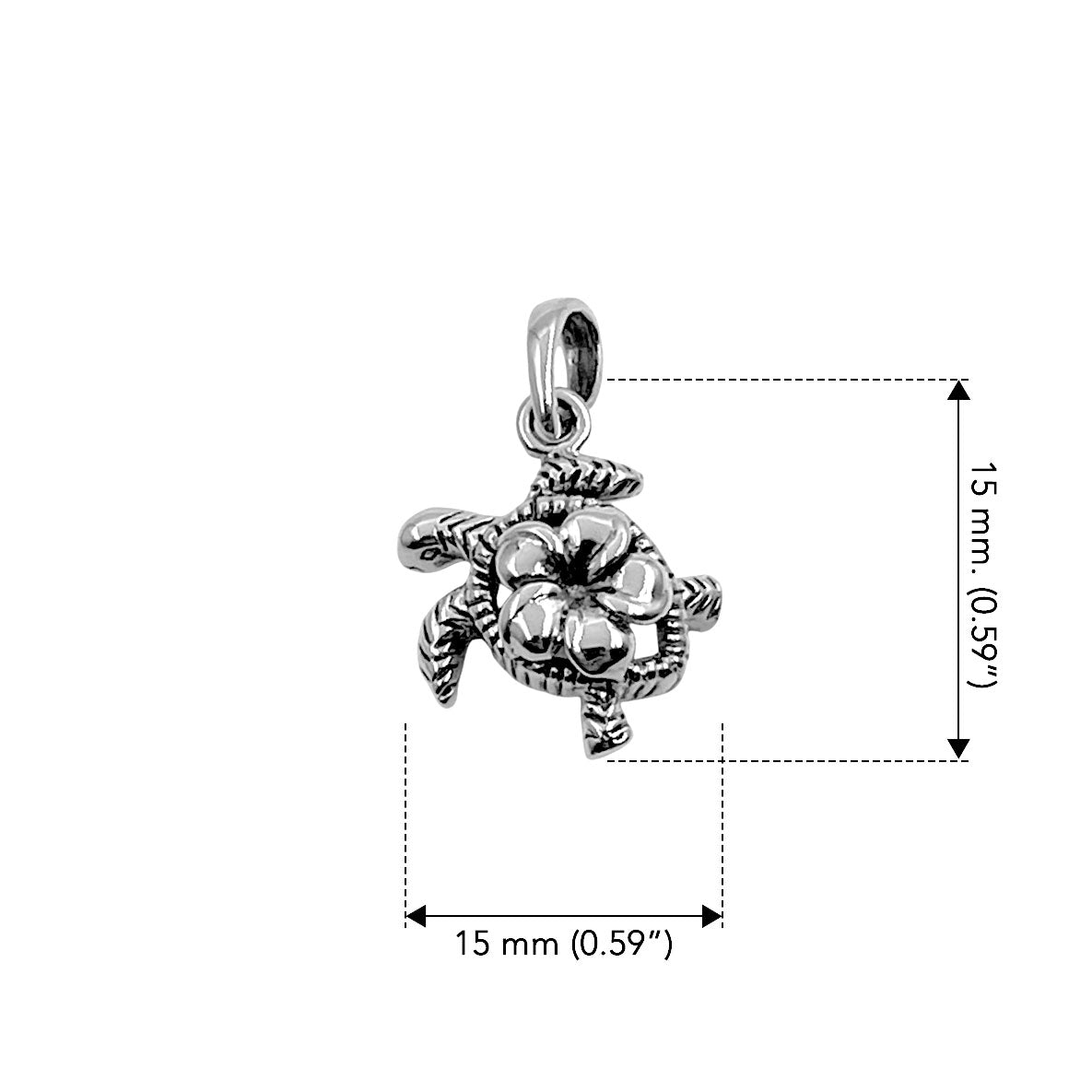 Sea Turtle And Flower Sterling Silver Pendant TPD6616
