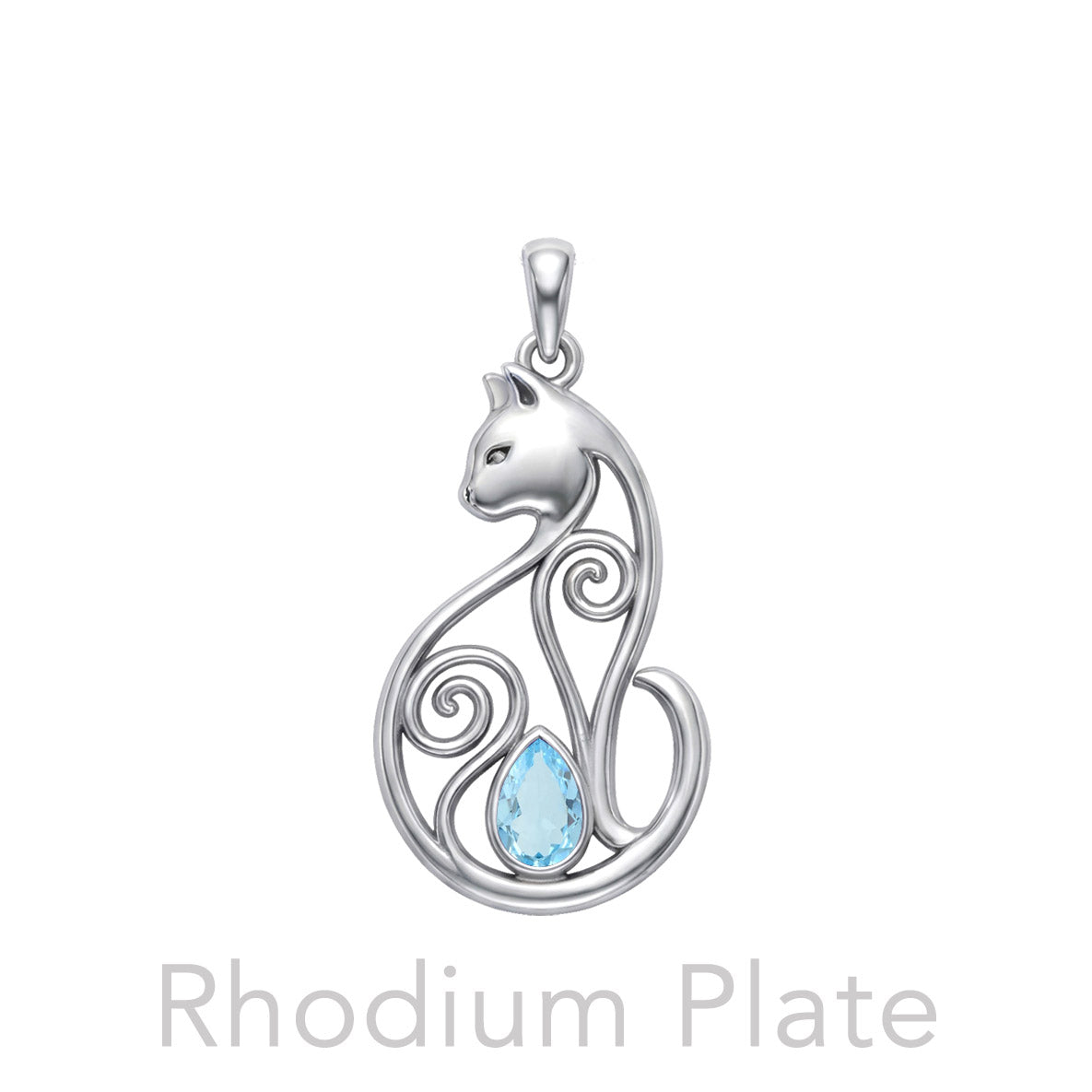 Celtic Cat Sterling Silver Pendant With Gemstone TPD6677