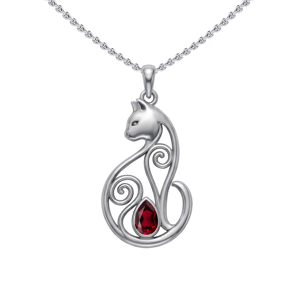 Celtic Cat Sterling Silver Pendant With Gemstone TPD6677