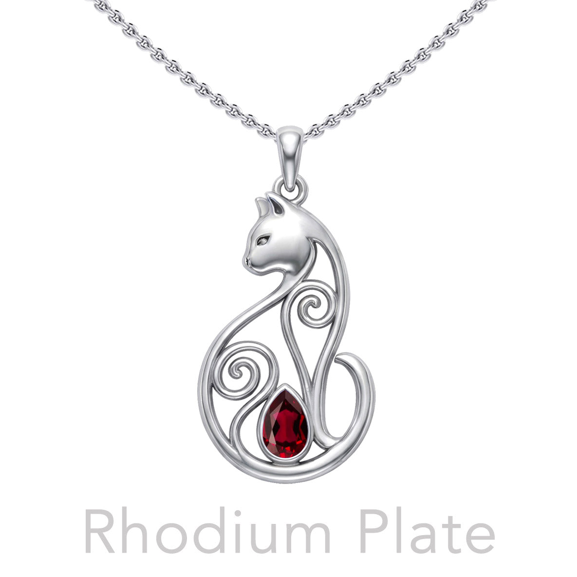 Celtic Cat Sterling Silver Pendant With Gemstone TPD6677