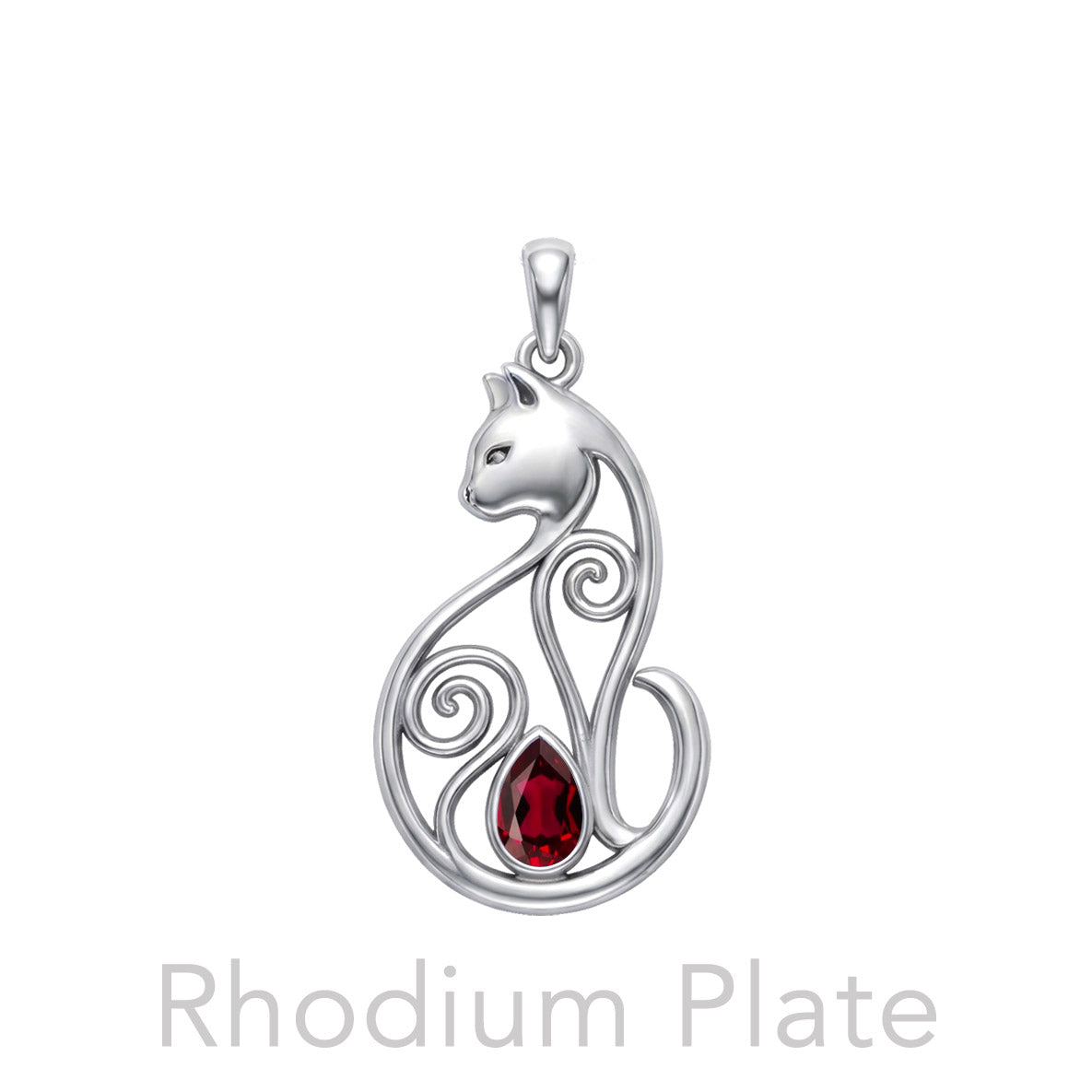 Celtic Cat Sterling Silver Pendant With Gemstone TPD6677