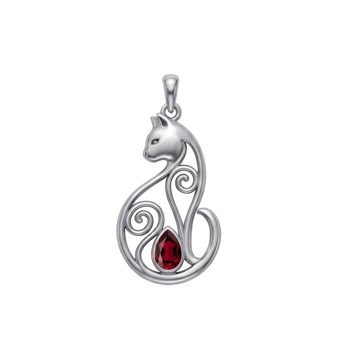 Celtic Cat Sterling Silver Pendant With Gemstone TPD6677