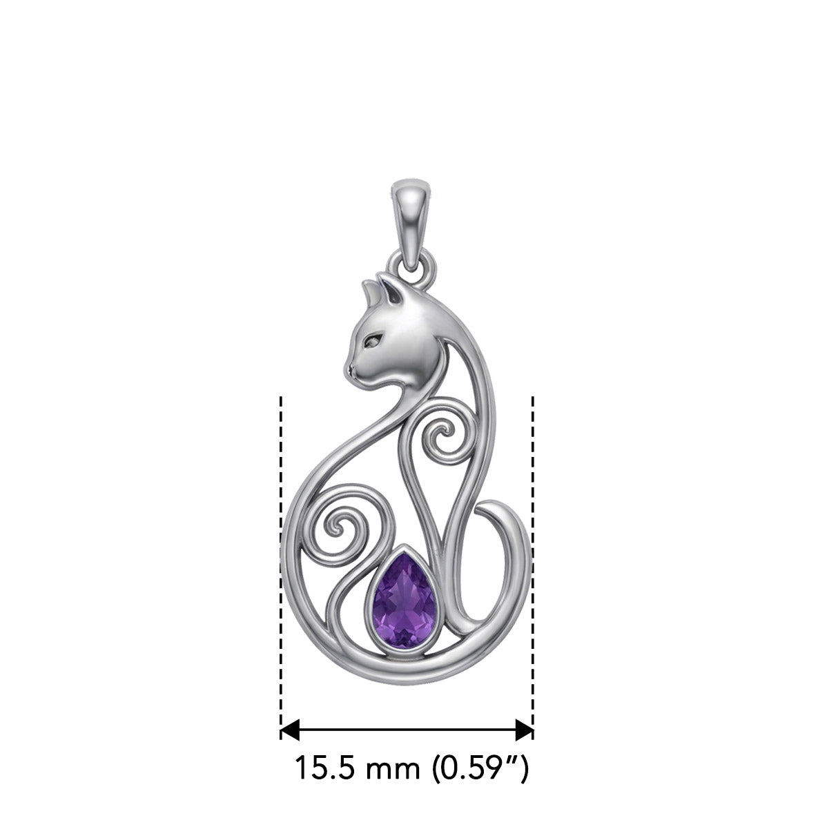 Celtic Cat Sterling Silver Pendant With Gemstone TPD6677