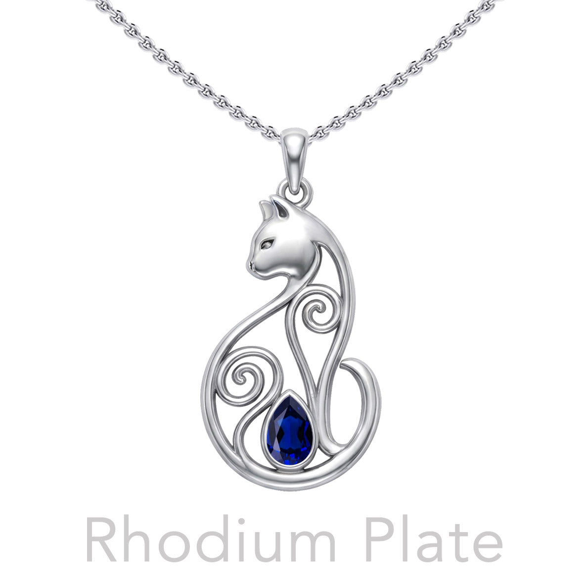 Celtic Cat Sterling Silver Pendant With Gemstone TPD6677