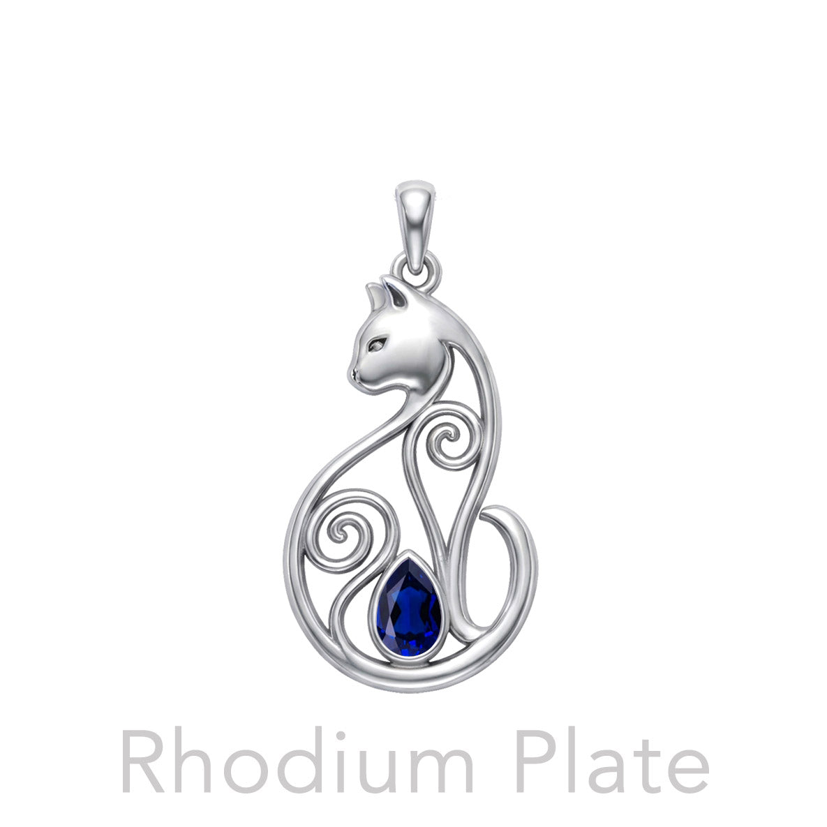 Celtic Cat Sterling Silver Pendant With Gemstone TPD6677