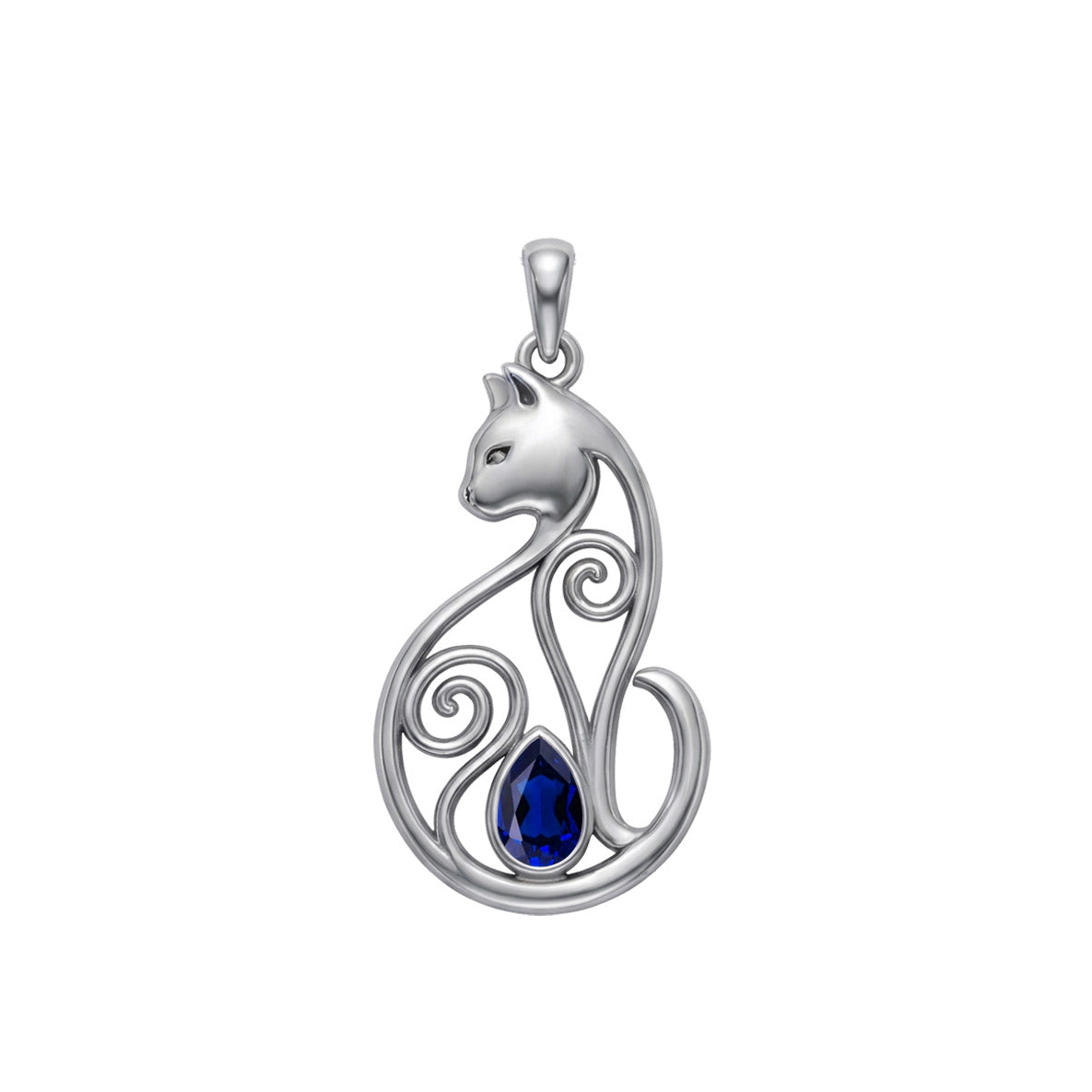 Celtic Cat Sterling Silver Pendant With Gemstone TPD6677