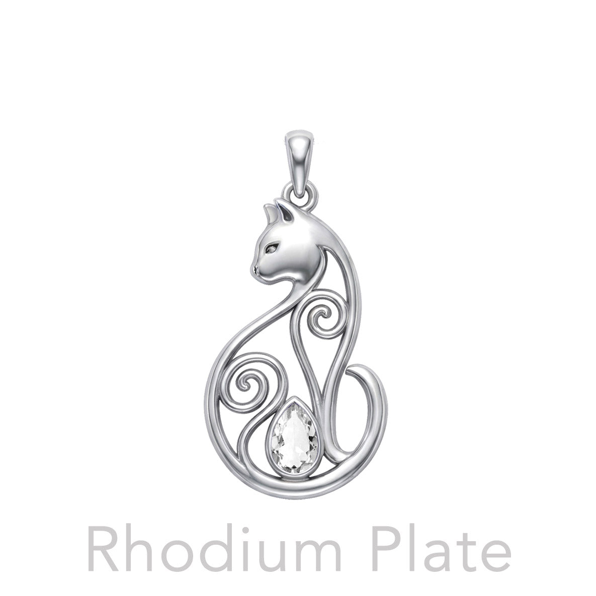 Celtic Cat Sterling Silver Pendant With Gemstone TPD6677