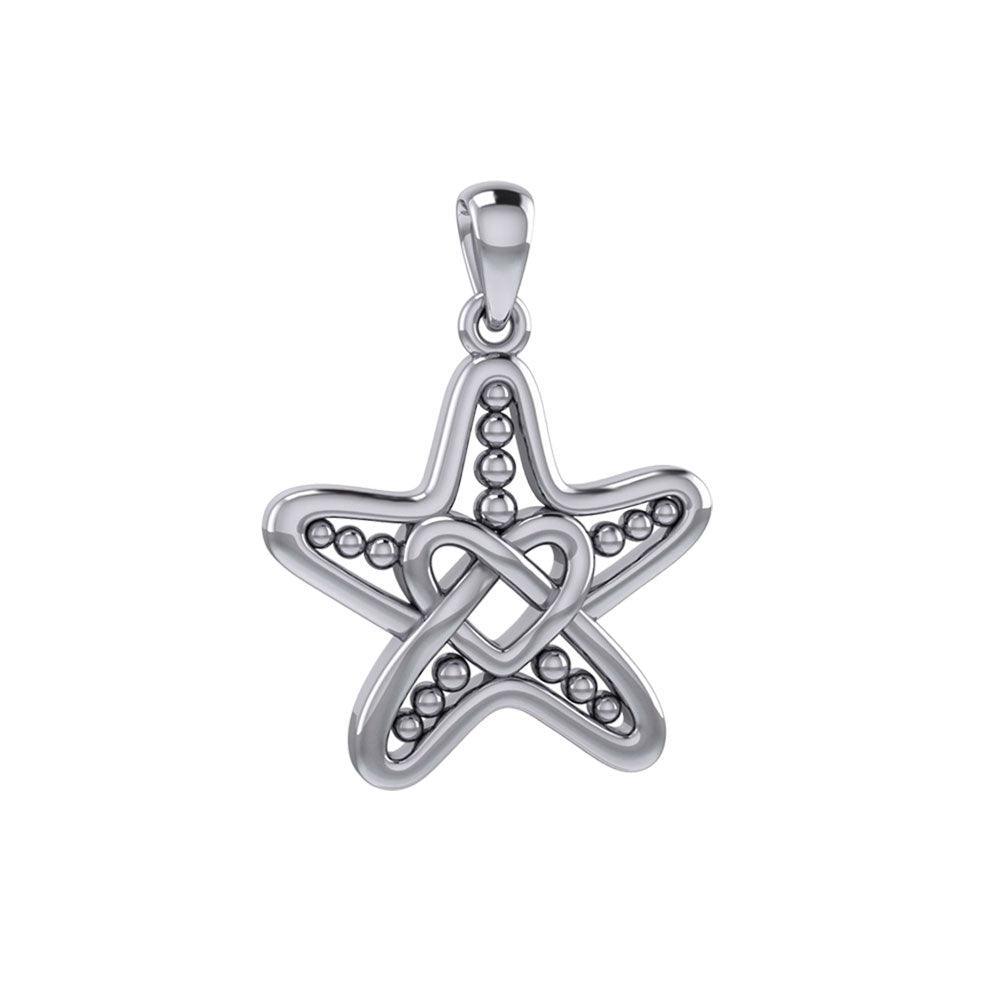 Starfish with Celtic Heart Silver Pendant TPD7003