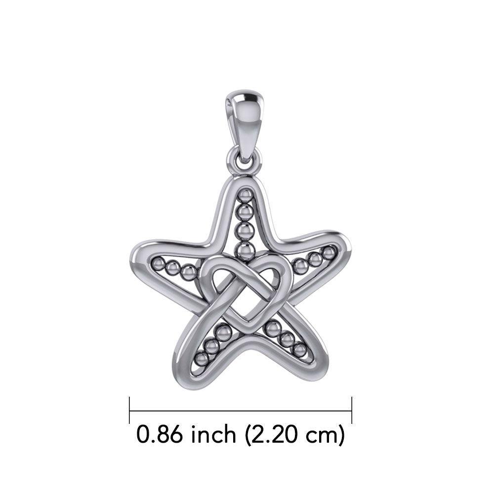 Starfish with Celtic Heart Silver Pendant TPD7003