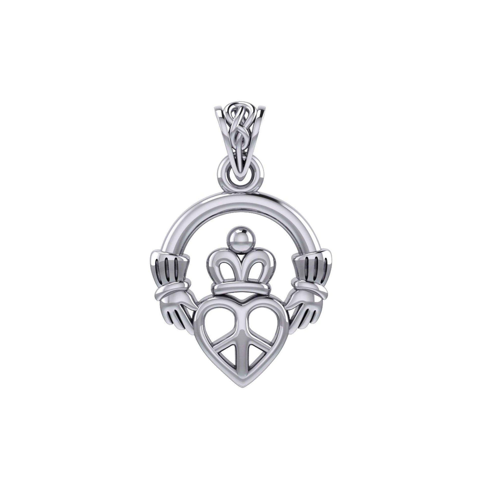 Claddagh with Peace Silver Pendant TPD7025