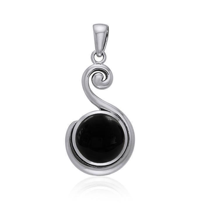 Spiral Cabochon Silver Pendant TPD717