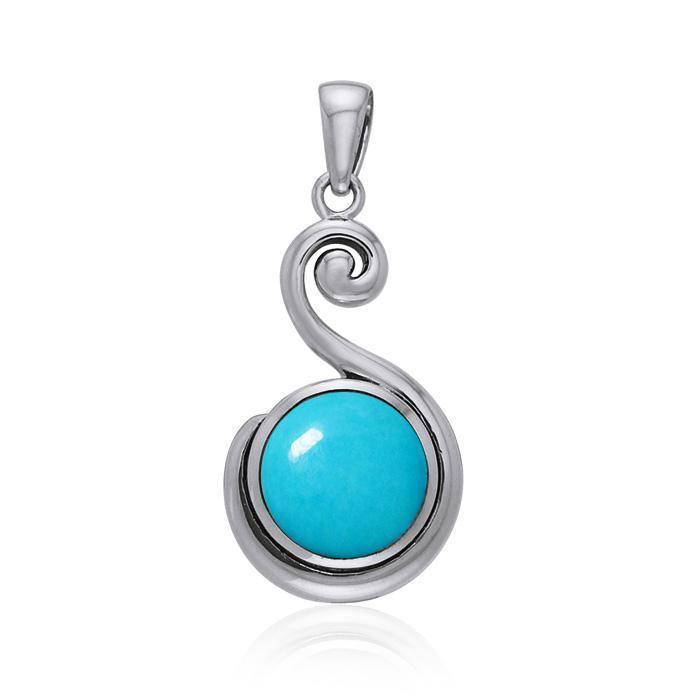 Spiral Cabochon Silver Pendant TPD717
