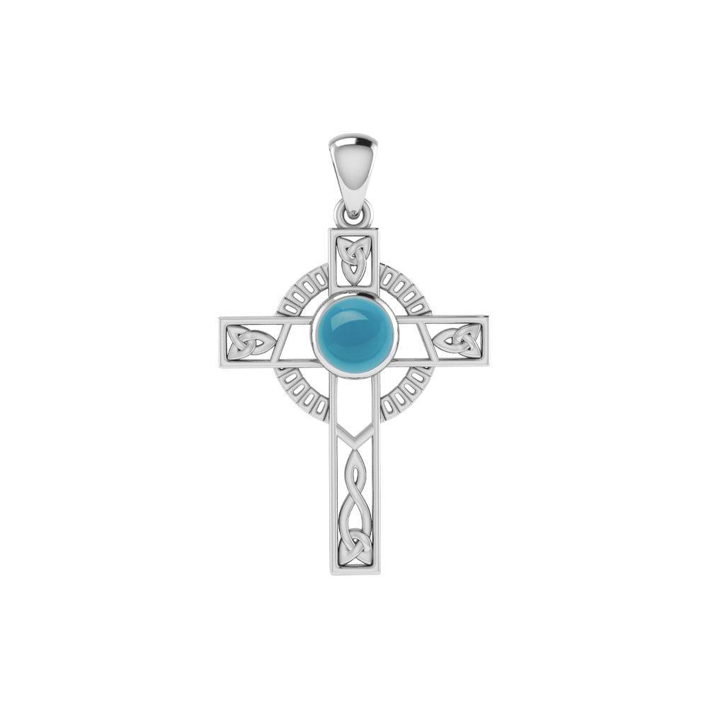 Celtic Knotwork Cross with Gem Silver Pendant TPD721 - Wholesale Jewelry