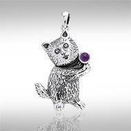Standing Kitty Silver Pendant TPD722