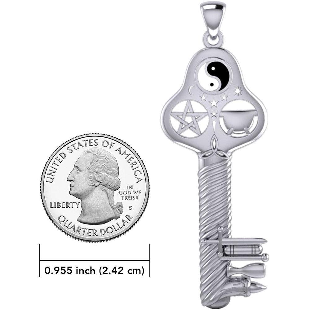 The Bewitching Key Of Magick Wicca Silver Pendant by Sabrina...the Ink Witch TPD733 - peterstone.dropshipping