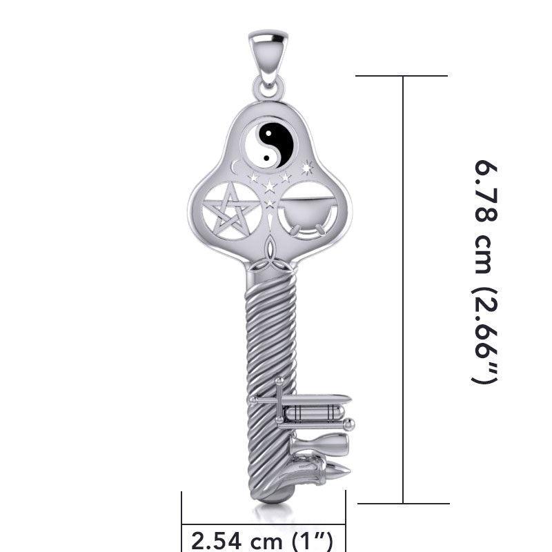 The Bewitching Key Of Magick Wicca Silver Pendant by Sabrina...the Ink Witch TPD733 - peterstone.dropshipping