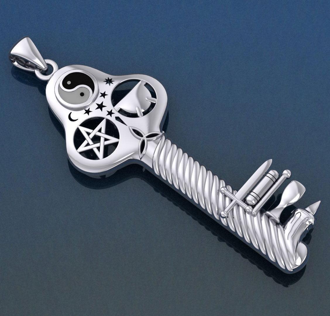 The Bewitching Key Of Magick Wicca Silver Pendant by Sabrina...the Ink Witch TPD733 - peterstone.dropshipping
