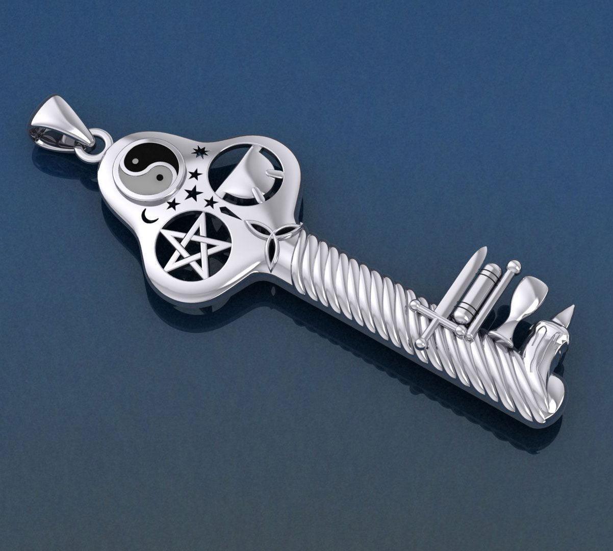 The Bewitching Key Of Magick Wicca Silver Pendant by Sabrina...the Ink Witch TPD733 - peterstone.dropshipping