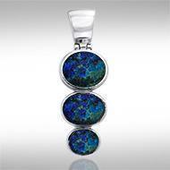 Flat Tiered Cabochon Silver Pendant TPD746