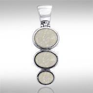 Flat Tiered Cabochon Silver Pendant TPD746