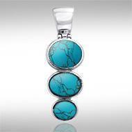 Flat Tiered Cabochon Silver Pendant TPD746