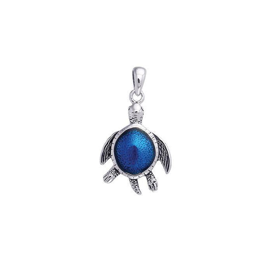 Gem Shell Sea Turtle Silver Pendant TPD830